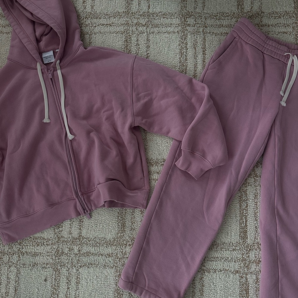 Aritzia Mauve Hoodie and Sweatpants Set